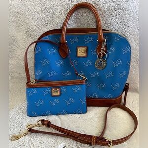 Dooney & Bourke Michigan Lions football purse and matching wristlet.